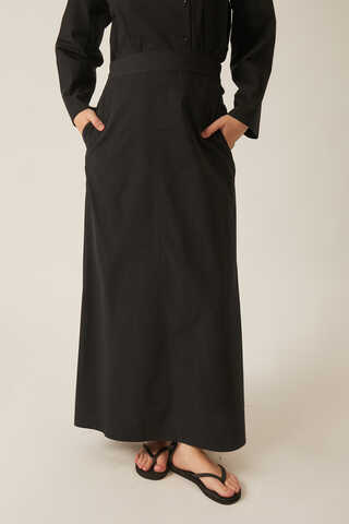 Jacket Collar Skirt Set Black - 2