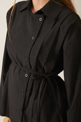 Jacket Collar Skirt Set Black - 9