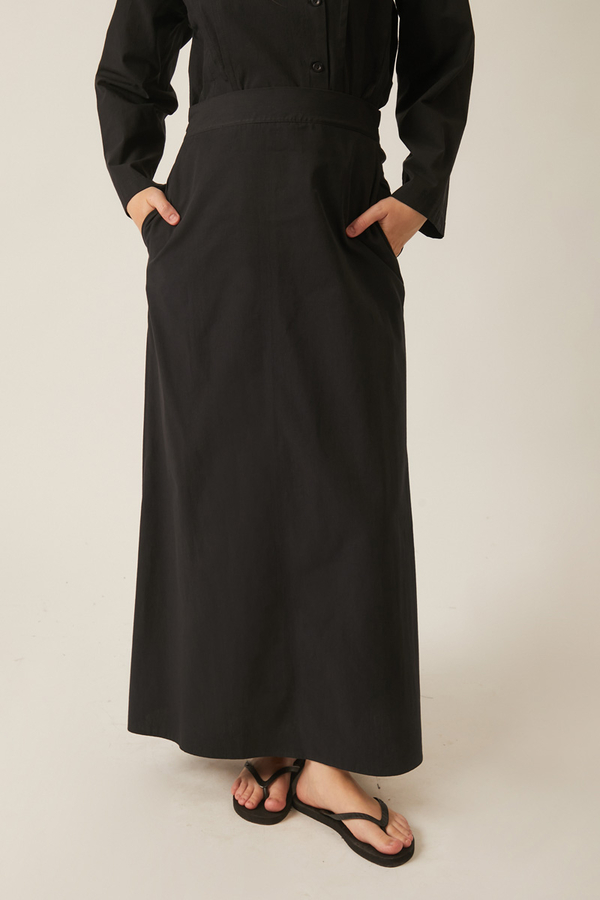 Jacket Collar Skirt Set Black - 2