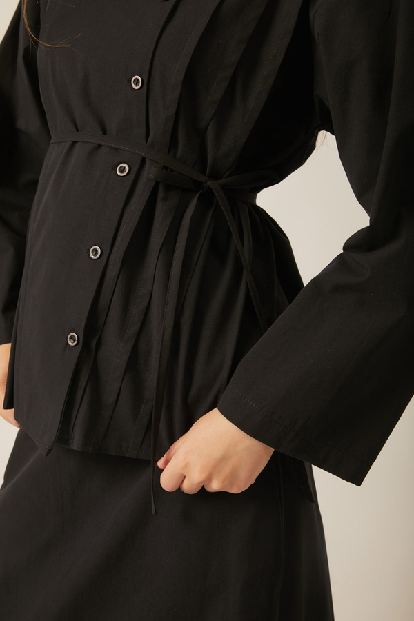 Jacket Collar Skirt Set Black - 10