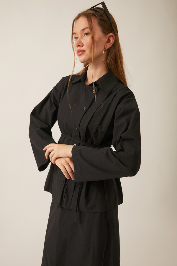 Jacket Collar Skirt Set Black - 11
