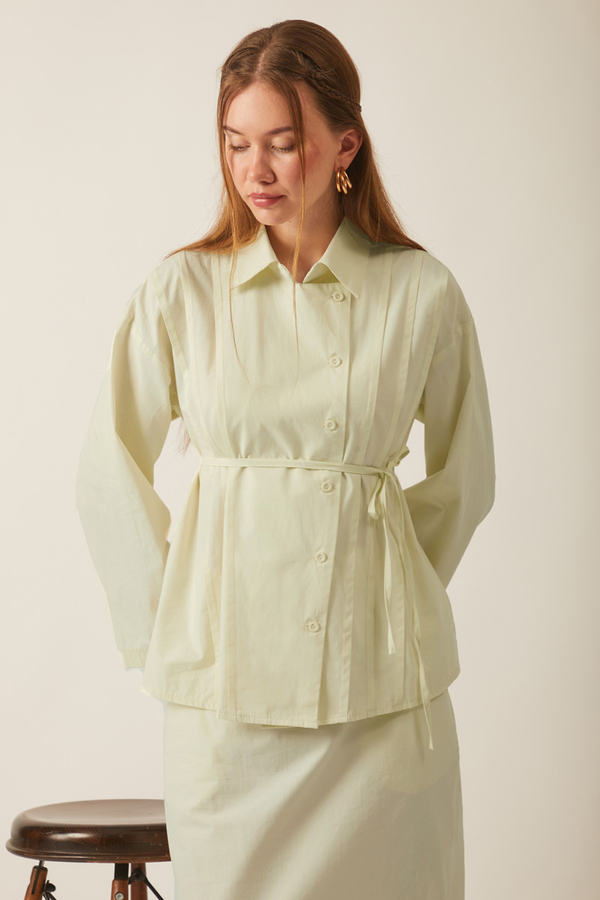 Jacket Collar Skirt Set Butter Yellow - 10