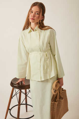 Jacket Collar Skirt Set Butter Yellow - 7