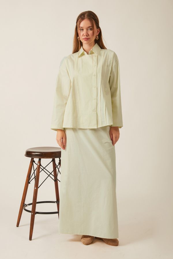 Jacket Collar Skirt Set Butter Yellow - 17