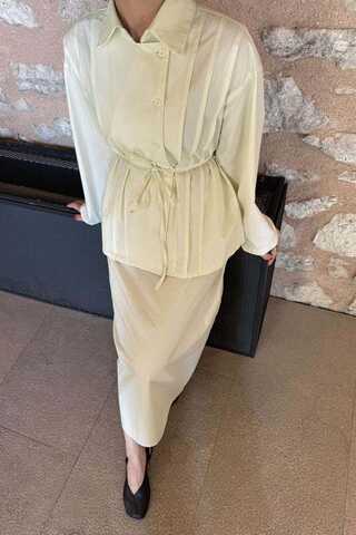 Jacket Collar Skirt Set Butter Yellow - 6