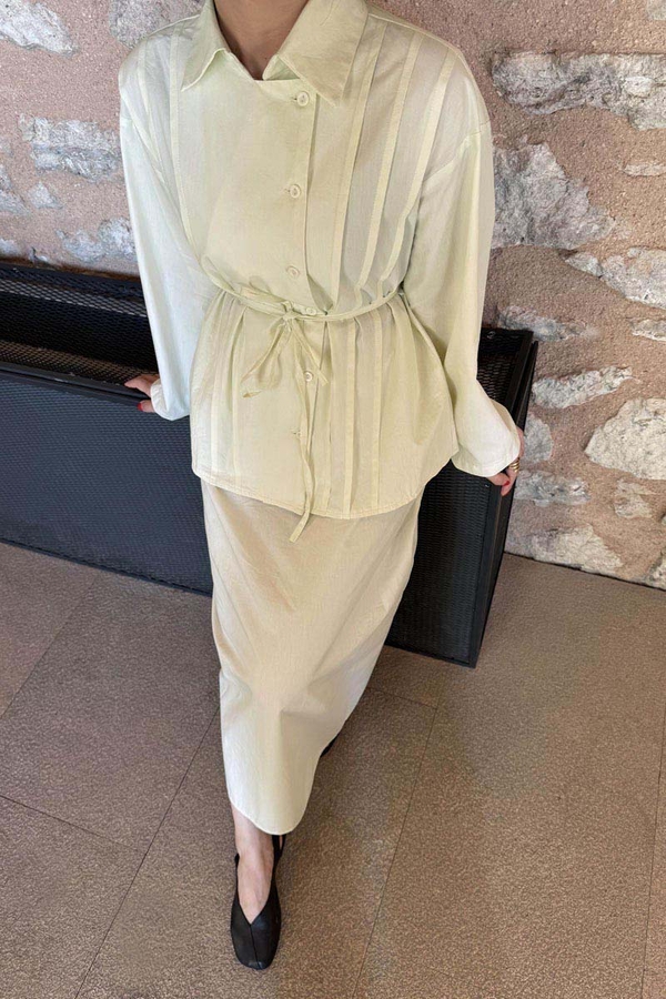 Jacket Collar Skirt Set Butter Yellow - 6