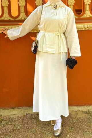 Jacket Collar Skirt Set Butter Yellow - 5