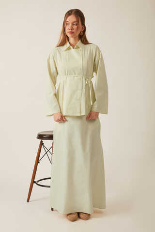 Jacket Collar Skirt Set Butter Yellow - 9