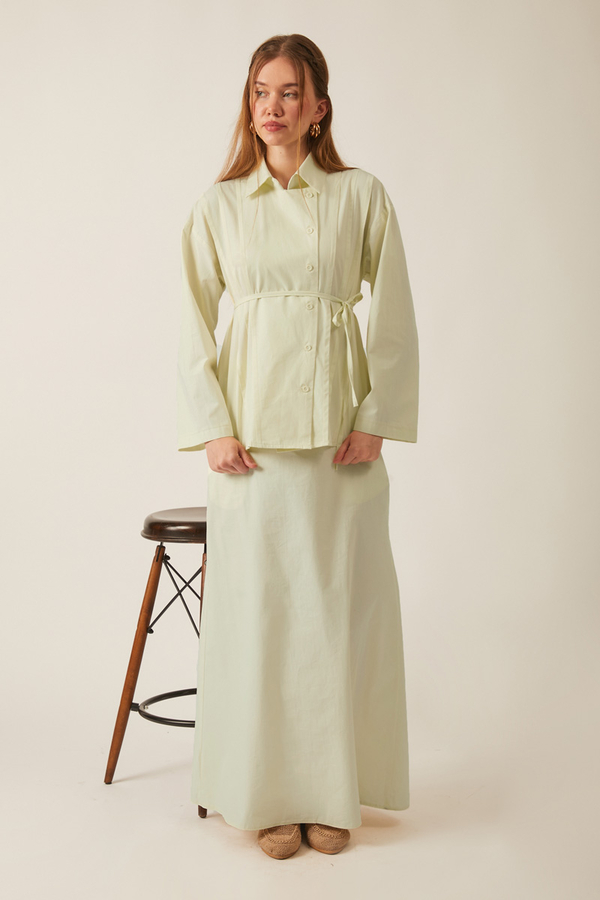 Jacket Collar Skirt Set Butter Yellow - 9