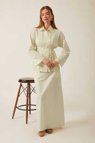 Jacket Collar Skirt Set Butter Yellow - 11