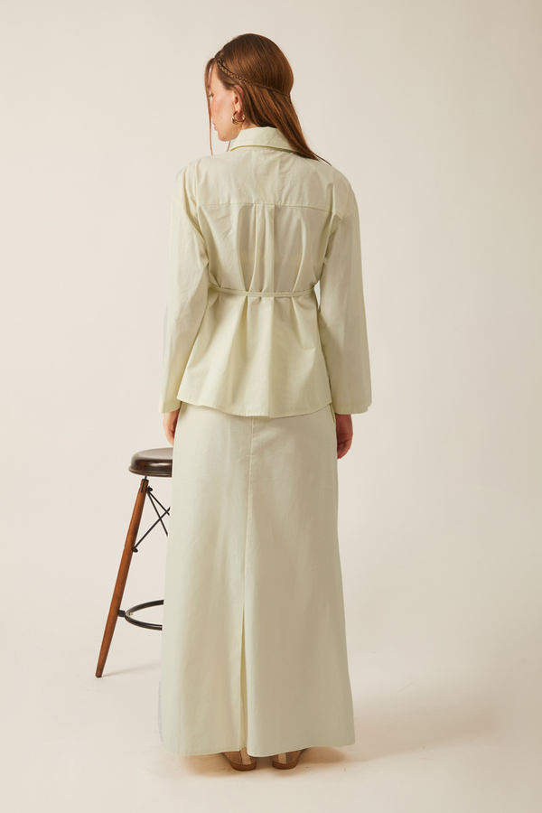 Jacket Collar Skirt Set Butter Yellow - 18