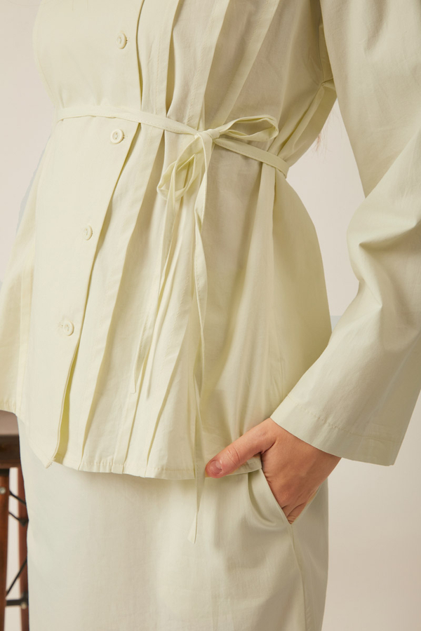 Jacket Collar Skirt Set Butter Yellow - 13