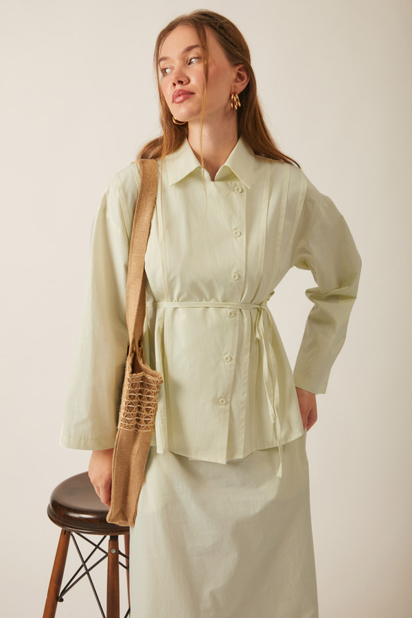 Jacket Collar Skirt Set Butter Yellow - 15