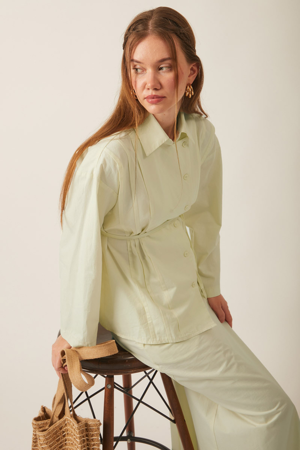 Jacket Collar Skirt Set Butter Yellow - 16