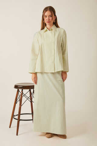 Jacket Collar Skirt Set Butter Yellow - 17