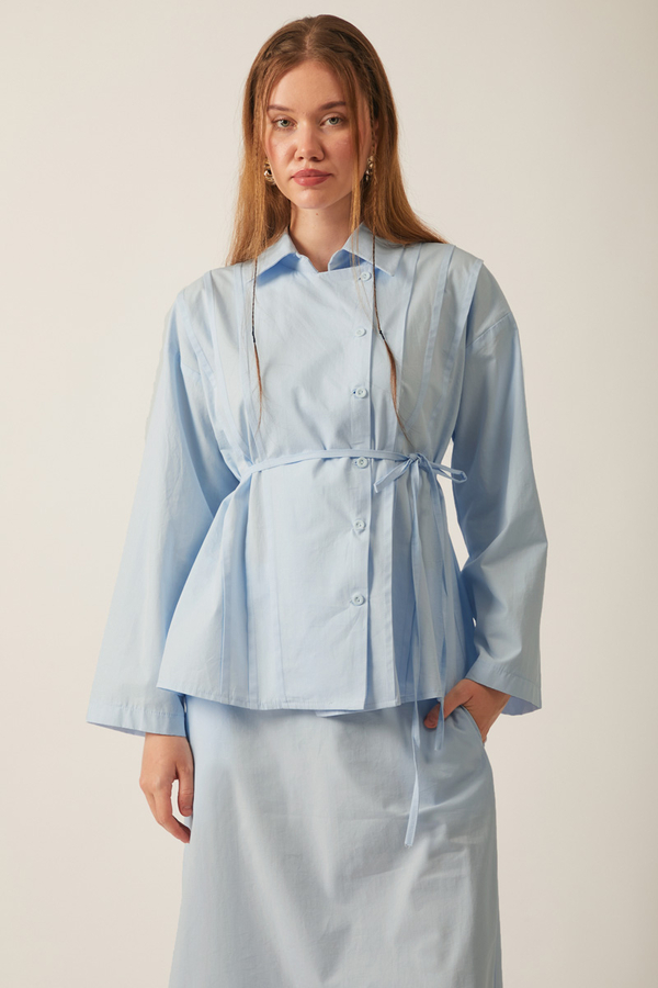 Jacket Collar Skirt Set Ice Blue - 7