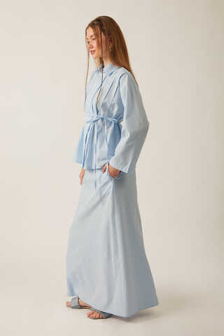 Jacket Collar Skirt Set Ice Blue - 8