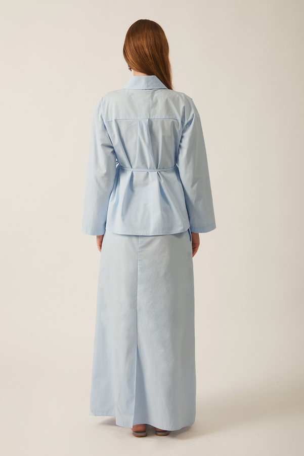 Jacket Collar Skirt Set Ice Blue - 15