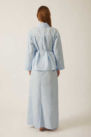Jacket Collar Skirt Set Ice Blue - 15