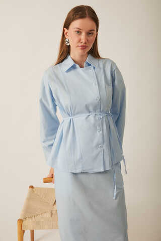Jacket Collar Skirt Set Ice Blue - 13