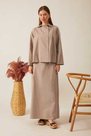 Jacket Collar Skirt Set Light Camel - 2