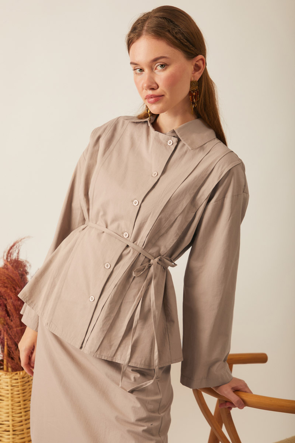 Jacket Collar Skirt Set Light Camel 