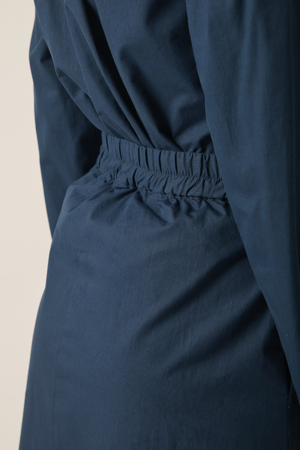 Jacket Collar Skirt Set Navy Blue - 14