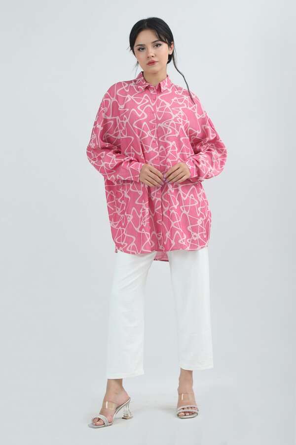 Jakarlı Gömlek Pembe - 4