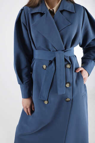 Jamin Trench Coat İndigo - 4