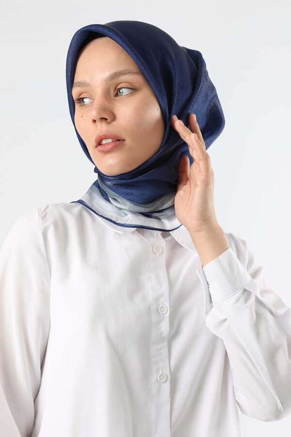 Janjan Şifon Eşarp Lacivert - 1