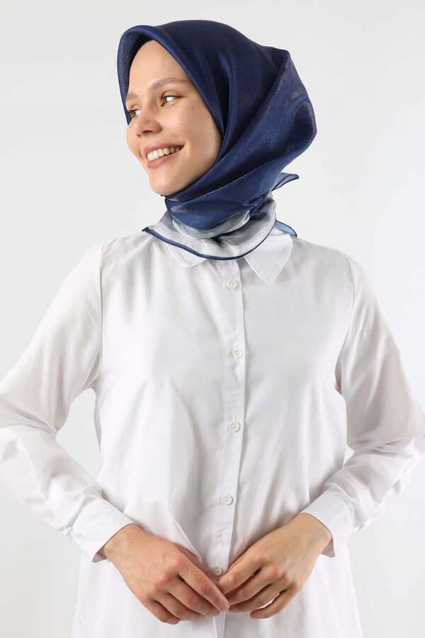 Janjan Şifon Eşarp Lacivert - 3