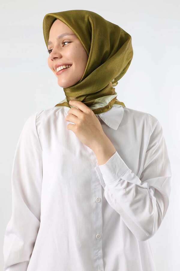 Janjan Şifon Eşarp Yağ Yeşili - 3