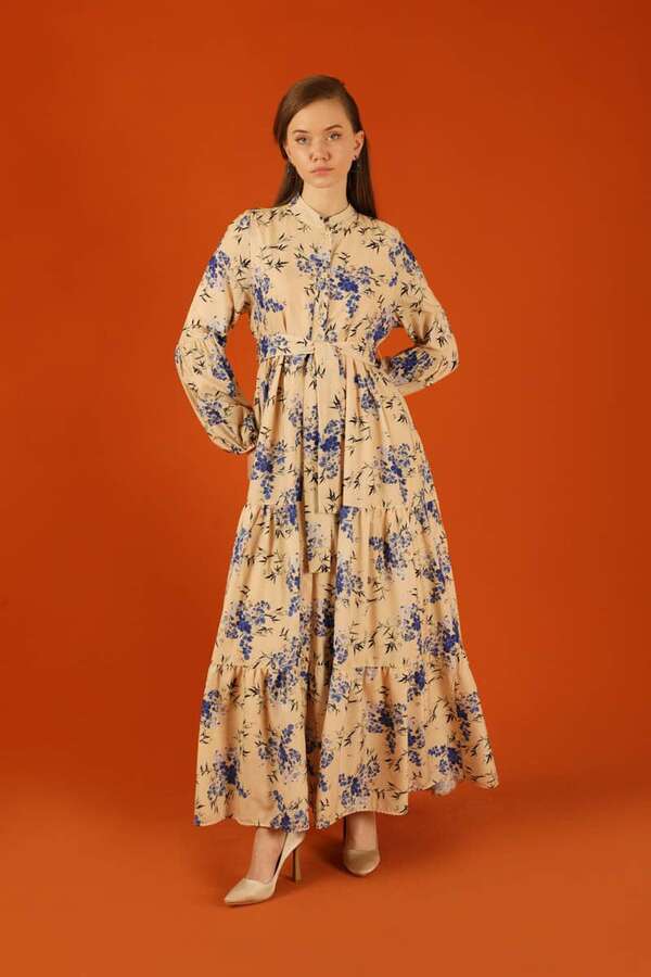 Judge Collar Floral Dress Blue - 5