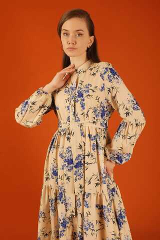 Judge Collar Floral Dress Blue - 4