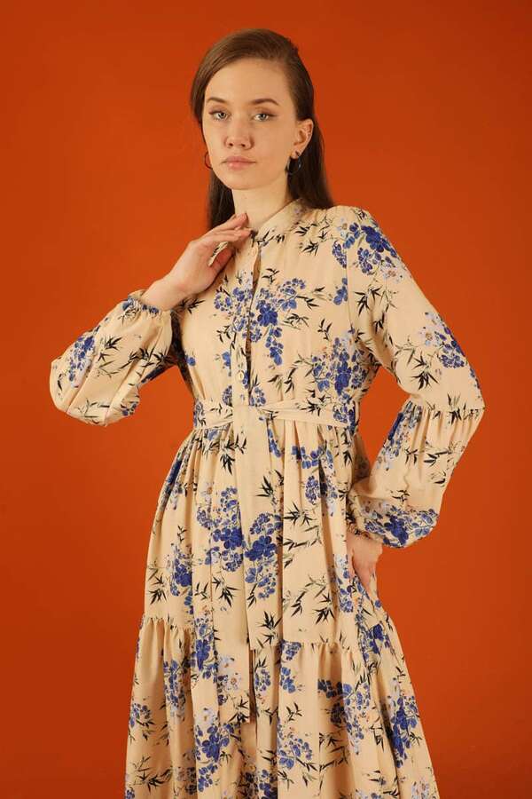 Judge Collar Floral Dress Blue - 4