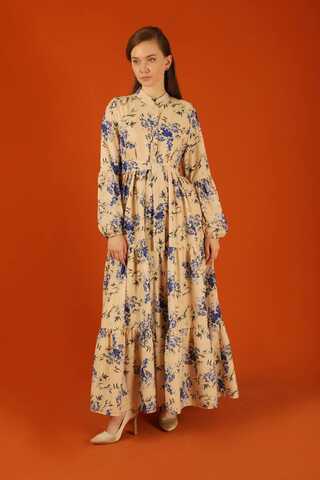 Judge Collar Floral Dress Blue - 3