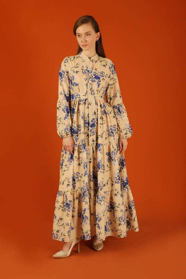 Judge Collar Floral Dress Blue - 3