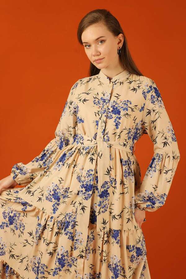 Judge Collar Floral Dress Blue - 6