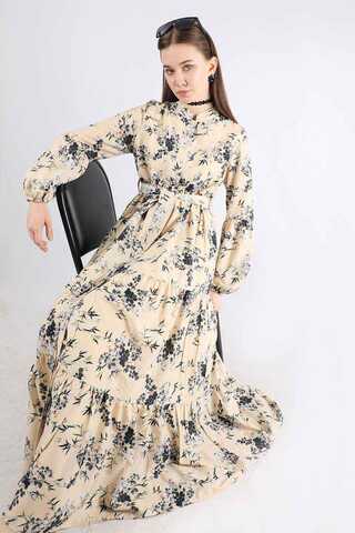 Judge Collar Floral Dress Gray - 1