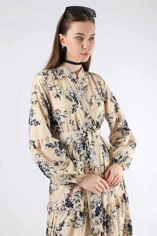 Judge Collar Floral Dress Gray - 2