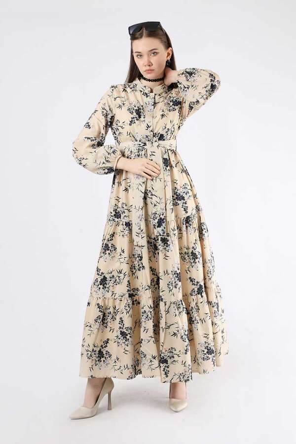 Judge Collar Floral Dress Gray - 3