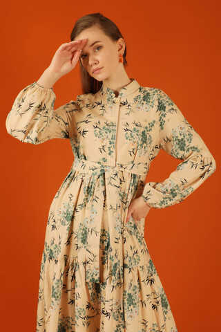 Judge Collar Floral Dress Green - 6