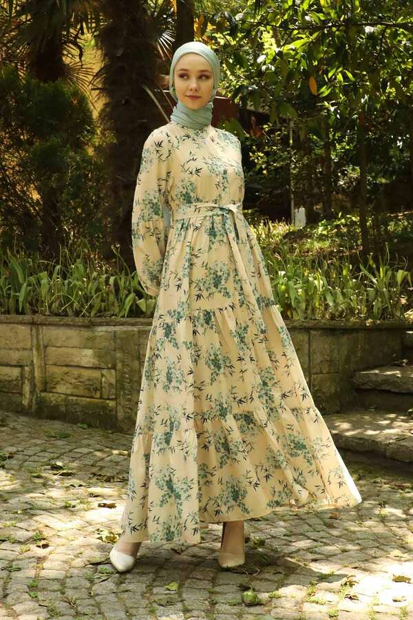 Judge Collar Floral Dress Green - 1