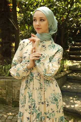 Judge Collar Floral Dress Green - 2