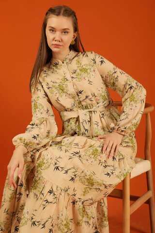 Judge Collar Floral Dress Oil Green - 5