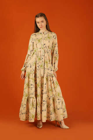 Judge Collar Floral Dress Oil Green - 6