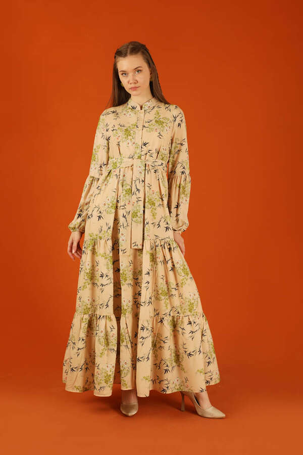 Judge Collar Floral Dress Oil Green - 6
