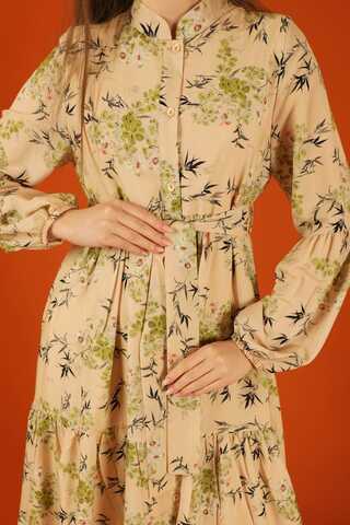 Judge Collar Floral Dress Oil Green - 7