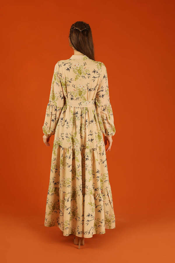 Judge Collar Floral Dress Oil Green - 8