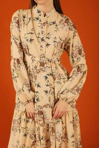 Judge Collar Floral Dress Tan - 6